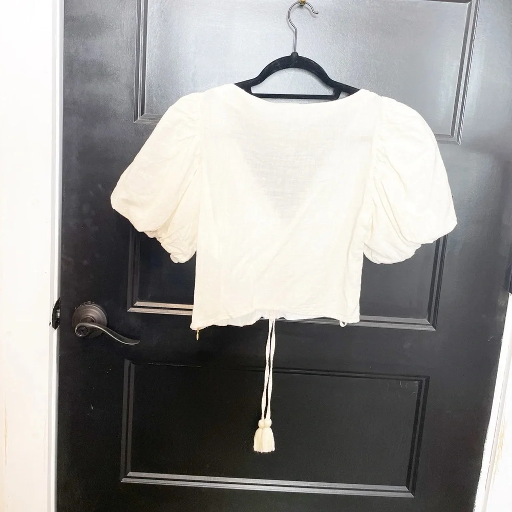 Anthropologie Especia White Puff Sleeve Blouse